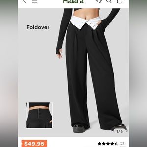 Halara super high waisted fold over suit pants black/white in small